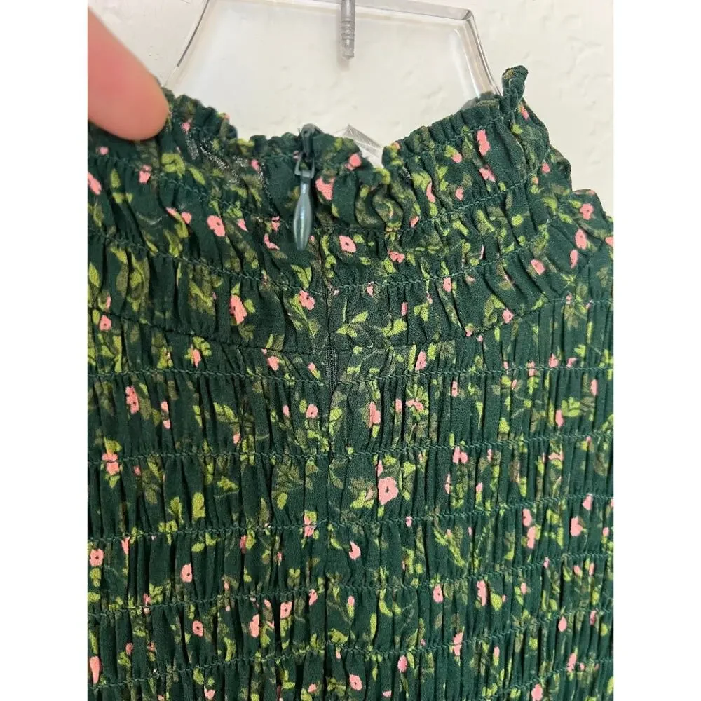 Reformation Brandi Mock Neck Mini Dress S in Coriander Green Floral - Picture 7 of 13